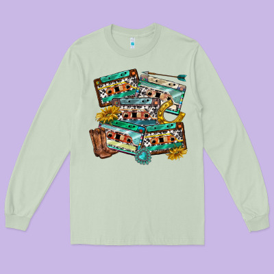 Long Sleeve Tee 90s country casette tapes