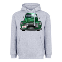 Heather Grey western green truck front view Heavyweight Hoodie - FaDigitalArtStudio