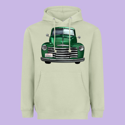 Western Green Truck Front View Heavyweight Hoodie Designed By Fadigitalartstudio