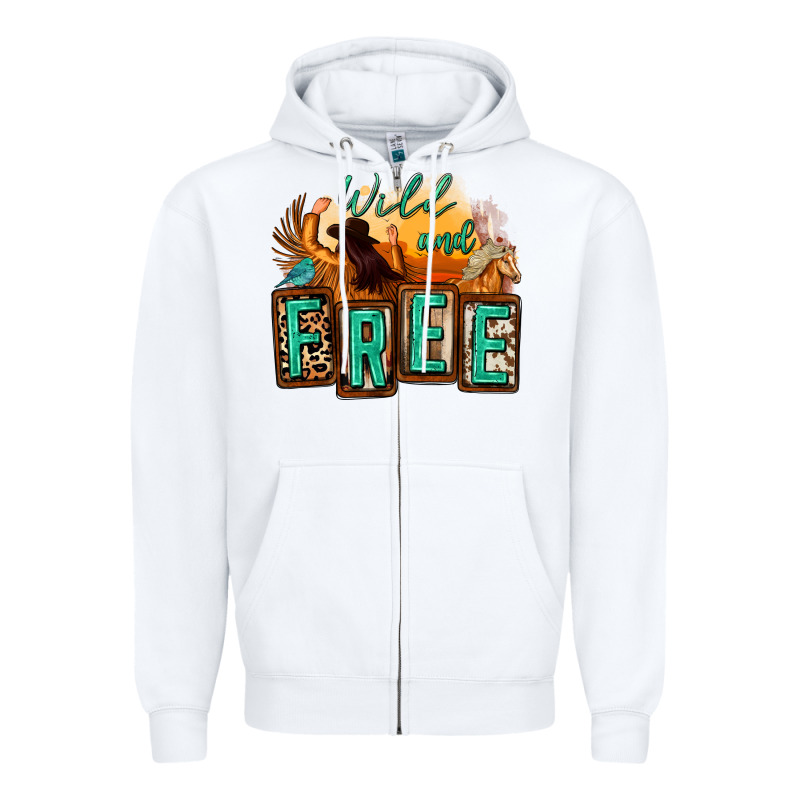 Wild And Free Cowgirl Horse Desert Zipper Hoodie by Zillion Design Studio | Teevron
