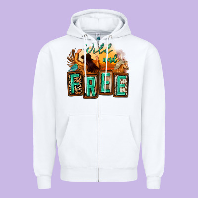 Wild And Free Cowgirl Horse Desert Zipper Hoodie Designed By Zillion Design Studio