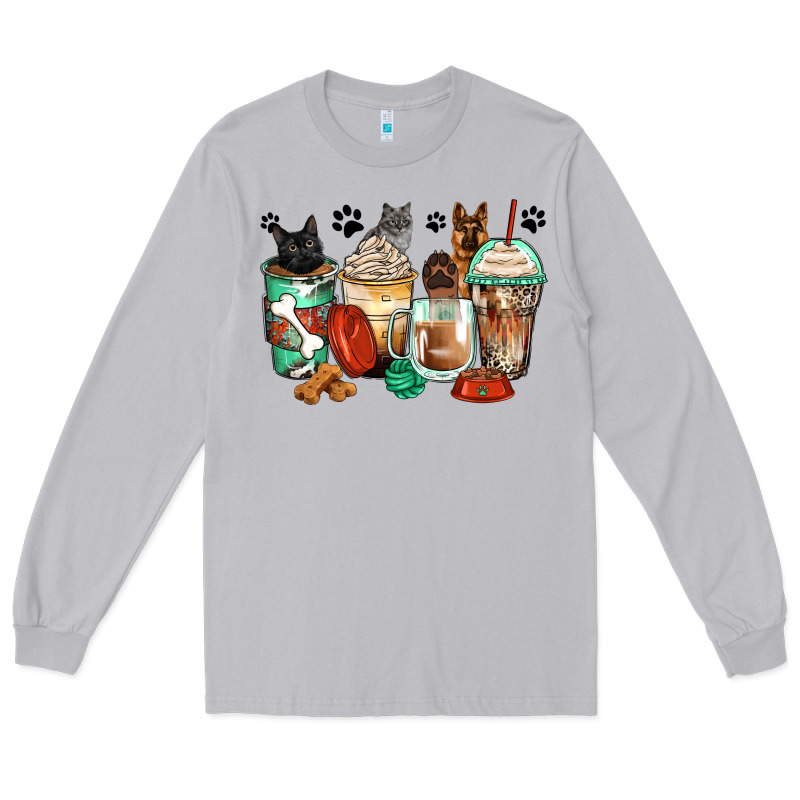 German Shepherd Black And Grey Cat Coffee Cups Long Sleeve Tee by Zillion Design Studio | Teevron