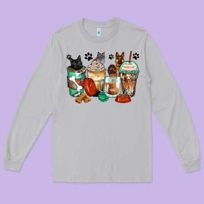 German Shepherd Black And Grey Cat Coffee Cups Long Sleeve Tee Designed By Zillion Design Studio