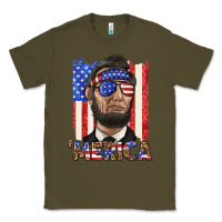 Army Green merica with lincoln Classic Tee - texasbilliewilder