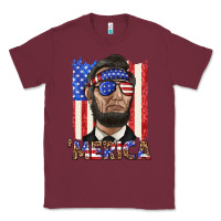 Burgundy merica with lincoln Classic Tee - texasbilliewilder
