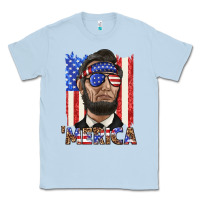 Dusty Blue merica with lincoln Classic Tee - texasbilliewilder
