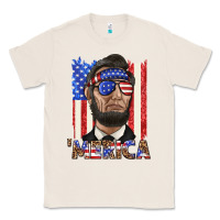 Natural merica with lincoln Classic Tee - texasbilliewilder