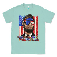 Seafoam merica with lincoln Classic Tee - texasbilliewilder