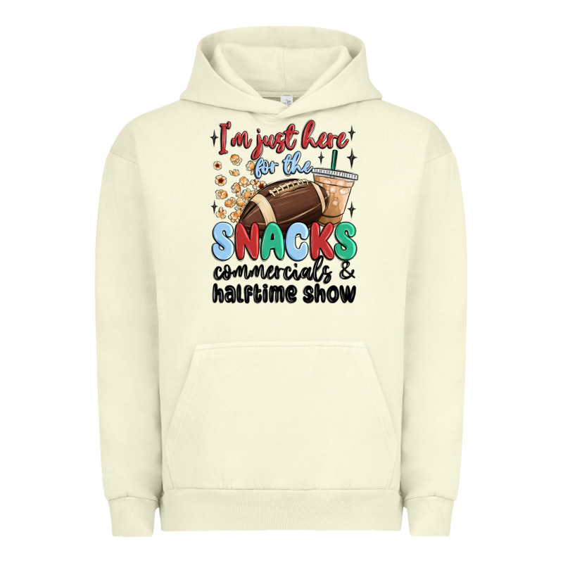 Im Just Here For The Snacks Commercials And  Halftime Show Urban Hoodie by MaliasSmallBusiness | Teevron