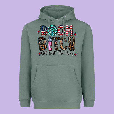 Boom Bitch Heavyweight Hoodie Designed By Cowhidedigitalart
