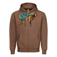 Chestnut brahman bull gemstone turquoise and sunflower Zipper Hoodie - RanaPortraitStore