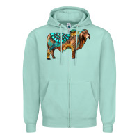 Seafoam brahman bull gemstone turquoise and sunflower Zipper Hoodie - RanaPortraitStore