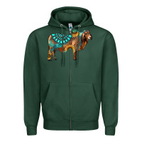 Sports Green brahman bull gemstone turquoise and sunflower Zipper Hoodie - RanaPortraitStore