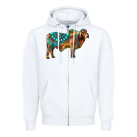 White brahman bull gemstone turquoise and sunflower Zipper Hoodie - RanaPortraitStore