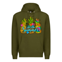 Army Green hello summer pineapple Premium Hoodie - Jasminsmagicworld