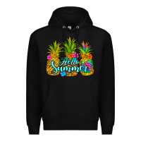 Black hello summer pineapple Premium Hoodie - Jasminsmagicworld