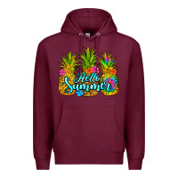 Burgundy hello summer pineapple Premium Hoodie - Jasminsmagicworld