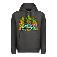 Charcoal Heather hello summer pineapple Premium Hoodie - Jasminsmagicworld