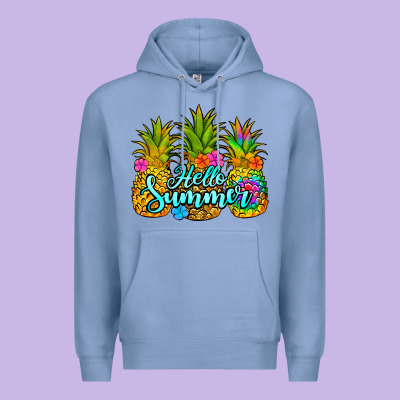 Hello Summer Pineapple Premium Hoodie Designed By Jasminsmagicworld