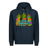Navy hello summer pineapple Premium Hoodie - Jasminsmagicworld