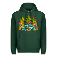 Sports Green hello summer pineapple Premium Hoodie - Jasminsmagicworld