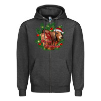 Charcoal Heather merry Christmas brahman bull Zipper Hoodie - RanaPortraitStore
