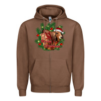 Chestnut merry Christmas brahman bull Zipper Hoodie - RanaPortraitStore
