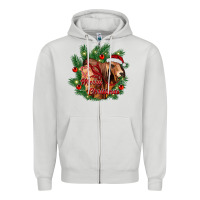 Dove Grey merry Christmas brahman bull Zipper Hoodie - RanaPortraitStore