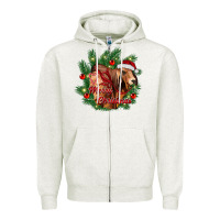 Oatmeal Heather merry Christmas brahman bull Zipper Hoodie - RanaPortraitStore