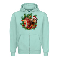 Seafoam merry Christmas brahman bull Zipper Hoodie - RanaPortraitStore