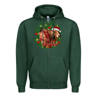 Sports Green merry Christmas brahman bull Zipper Hoodie - RanaPortraitStore