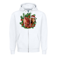 White merry Christmas brahman bull Zipper Hoodie - RanaPortraitStore