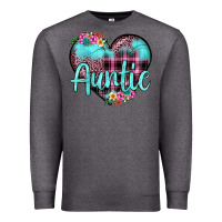 Charcoal Heather auntie leopard turquoise heart Premium Sweatshirt - JahusDesignShop