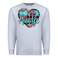 Heather Grey auntie leopard turquoise heart Premium Sweatshirt - JahusDesignShop
