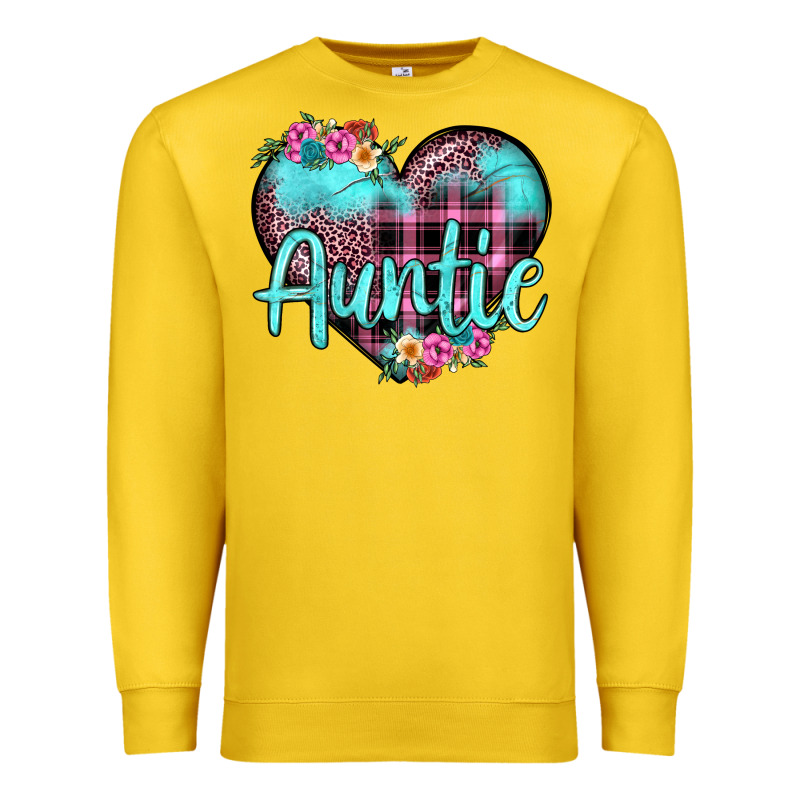 Auntie Leopard Turquoise Heart Premium Sweatshirt by JahusDesignShop | Teevron