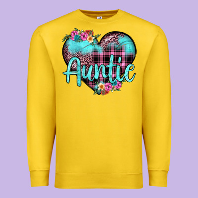 Auntie Leopard Turquoise Heart Premium Sweatshirt Designed By Jahusdesignshop
