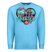 Ocean Blue auntie leopard turquoise heart Premium Sweatshirt - JahusDesignShop
