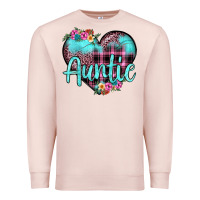 Pale Pink auntie leopard turquoise heart Premium Sweatshirt - JahusDesignShop