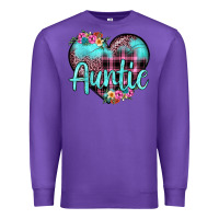 Purple auntie leopard turquoise heart Premium Sweatshirt - JahusDesignShop