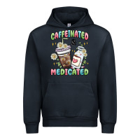 Navy caffeinated and medicated Urban Hoodie - MaliasSmallBusiness
