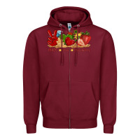 Burgundy peace love strawberry with summer Zipper Hoodie - texasbilliewilder