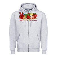 Heather Grey peace love strawberry with summer Zipper Hoodie - texasbilliewilder