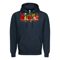 Navy peace love strawberry with summer Zipper Hoodie - texasbilliewilder