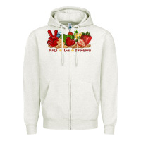 Oatmeal Heather peace love strawberry with summer Zipper Hoodie - texasbilliewilder