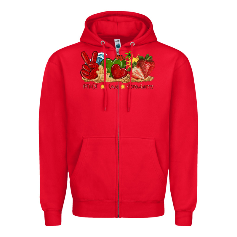 Peace Love Strawberry With Summer Zipper Hoodie by texasbilliewilder | Teevron
