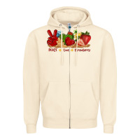 Sandshell peace love strawberry with summer Zipper Hoodie - texasbilliewilder