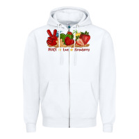 White peace love strawberry with summer Zipper Hoodie - texasbilliewilder