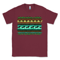 Burgundy turquoise aztec bullskull and horse Classic Tee - BarkalooDesign