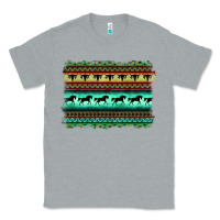 Heather Grey turquoise aztec bullskull and horse Classic Tee - BarkalooDesign