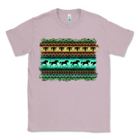 Lilac turquoise aztec bullskull and horse Classic Tee - BarkalooDesign